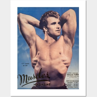 MUSCLES MAGAZINE feat Edmund Fury - Vintage Physique Muscle Male Model Magazine Cover Posters and Art